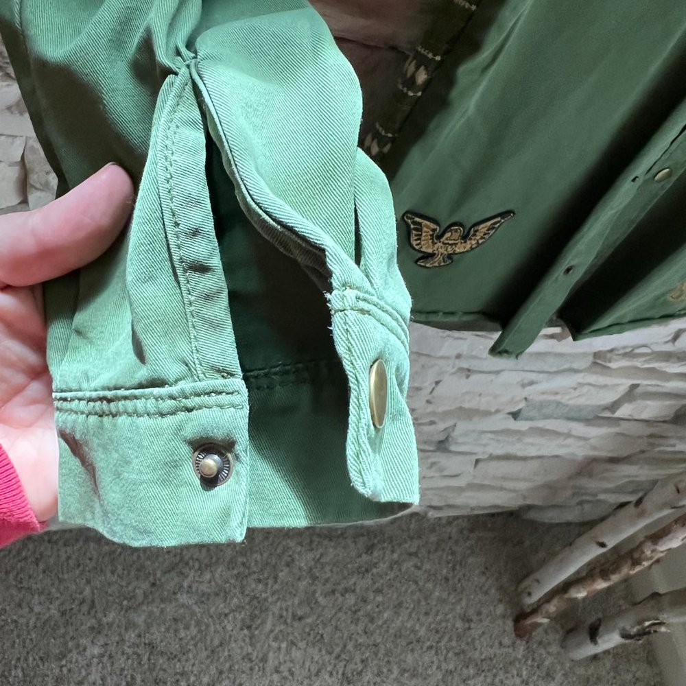 Rare Spell & The Gyspy Collective Panther Army Green Jacket Shirt Small - Picture 7 of 9